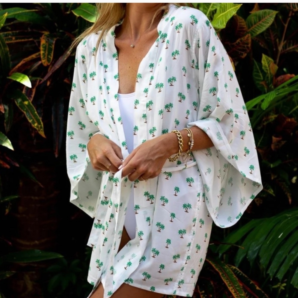 Palm Print Kimono